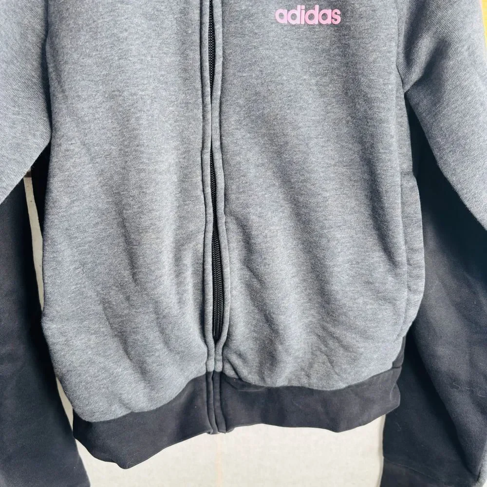 Adidas Tri Color Track Jacket - KIDS 2XS Gray Pink Activewear Bomber‎ Youth